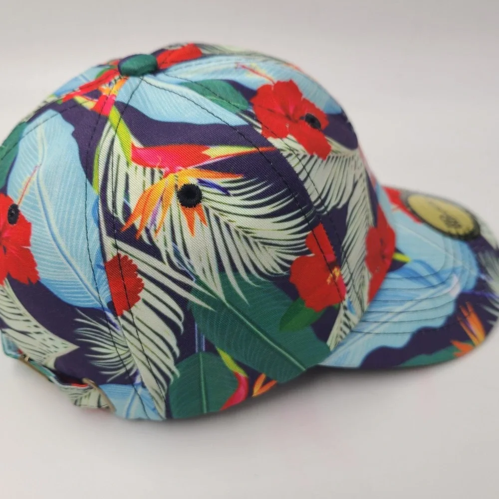 DARE Hat Strapback (Fits‎ Small) Blue Red Floral All Over Print Tropical Skate